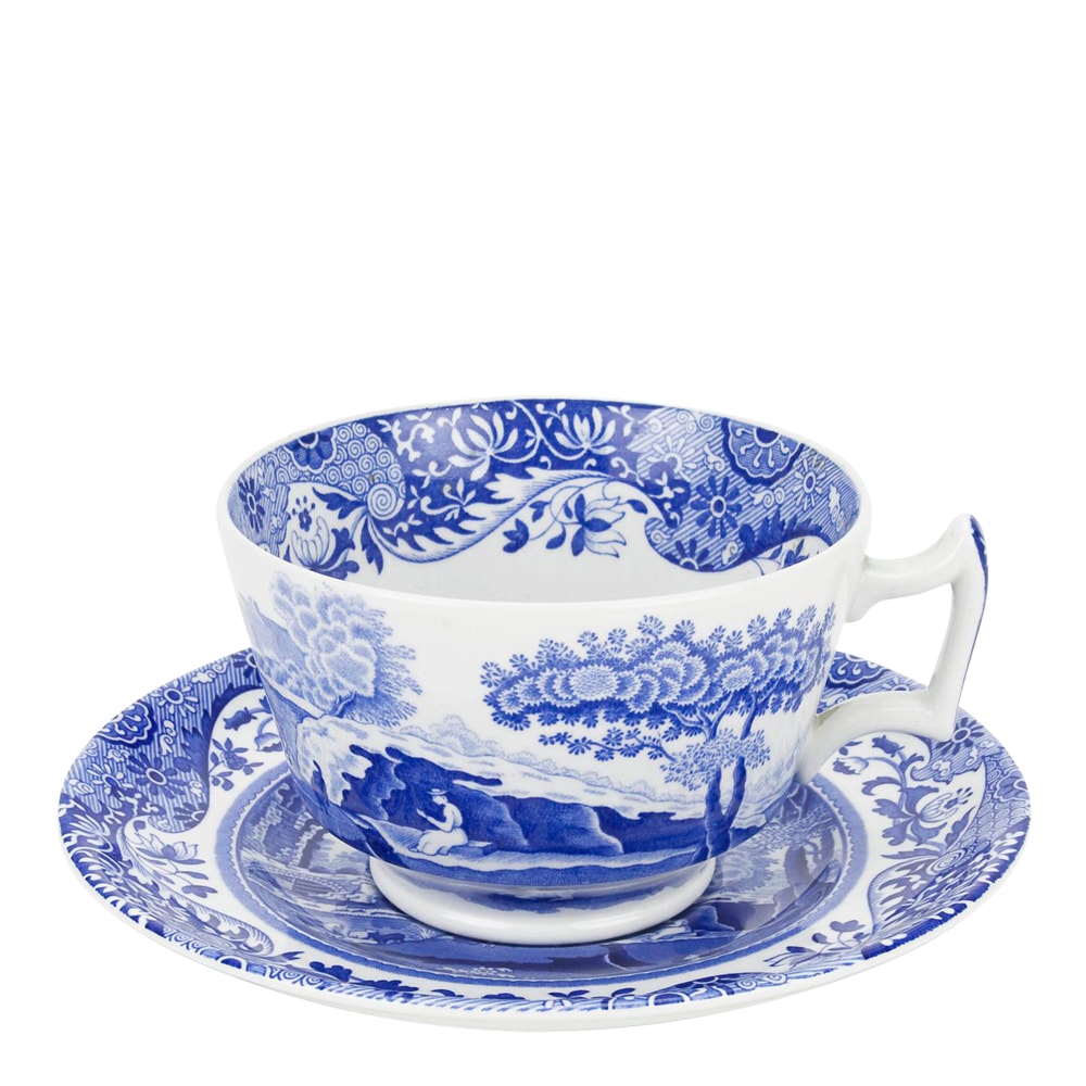 Blue Italian Kaffekopp med fat 28 cl