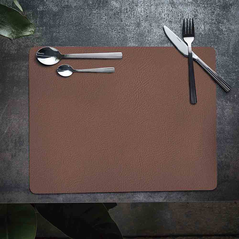 Quadro Bordstablett Återvunnet Läder 43x35 cm Brun