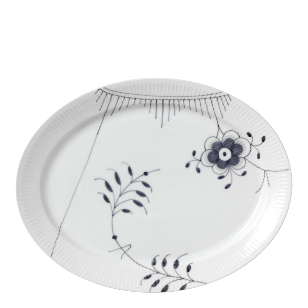 Black Fluted Mega Fat Oval 34 cm Dekor 2