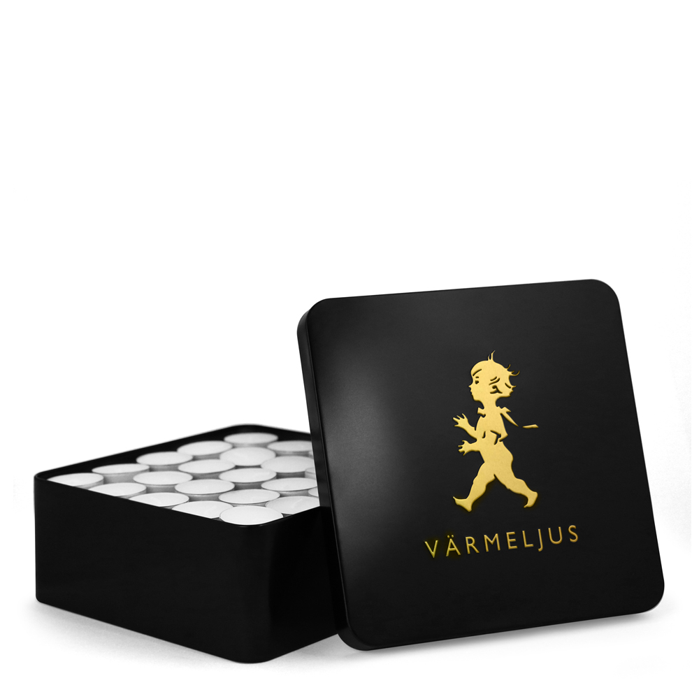 Värmeljuslåda för 100 ljus Svart/Guld