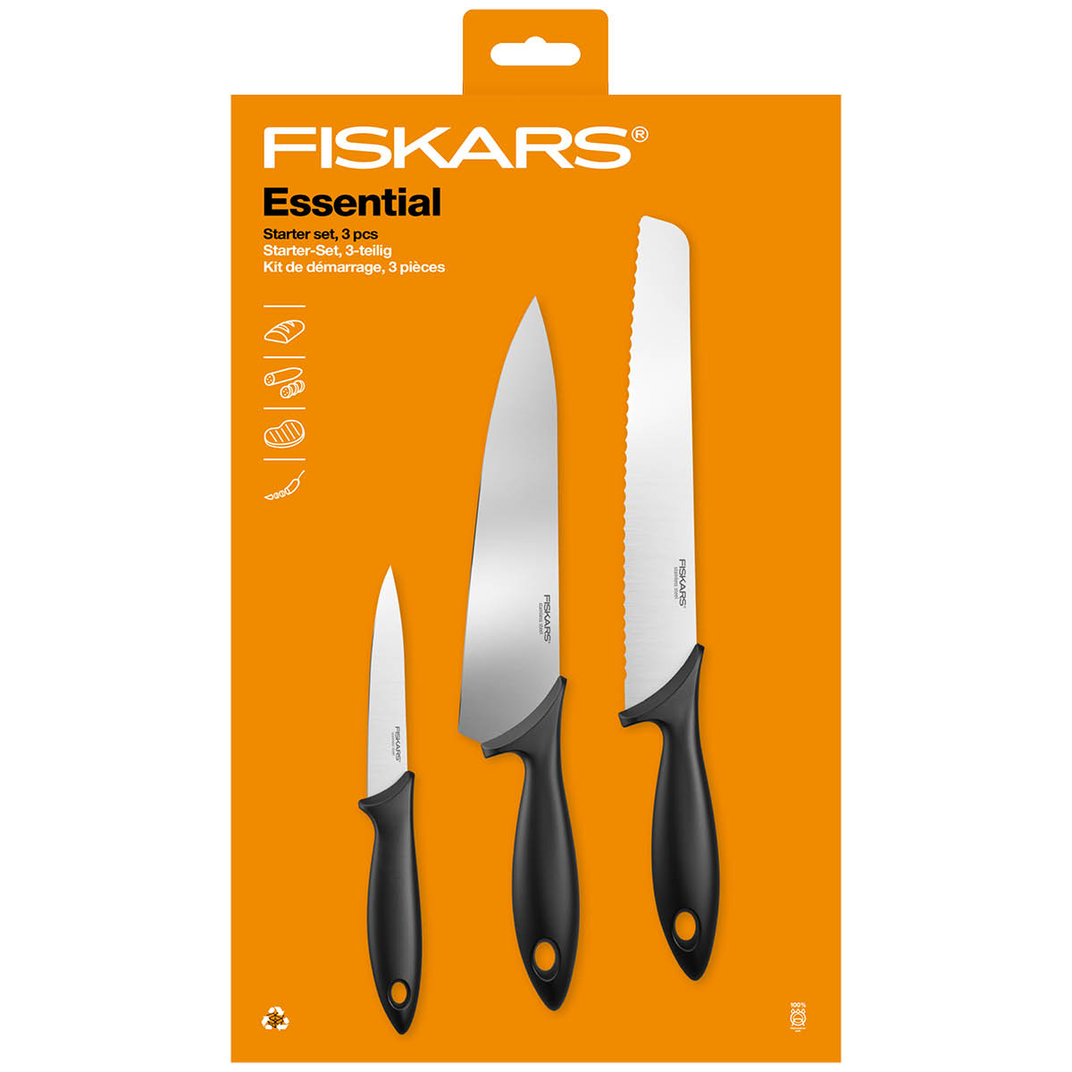 Essential Knivset 3 delar Svart