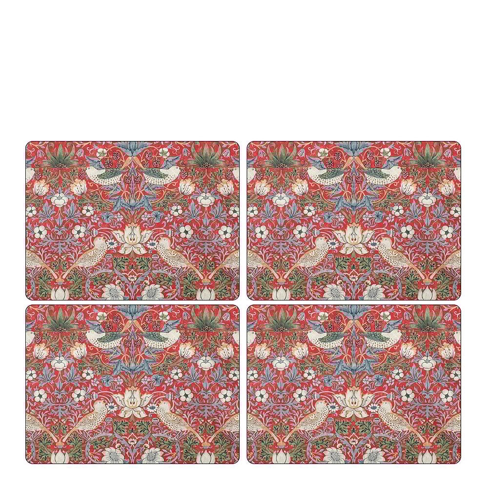 Strawberry Thief Tablett 30x40 cm 4-pack Röd