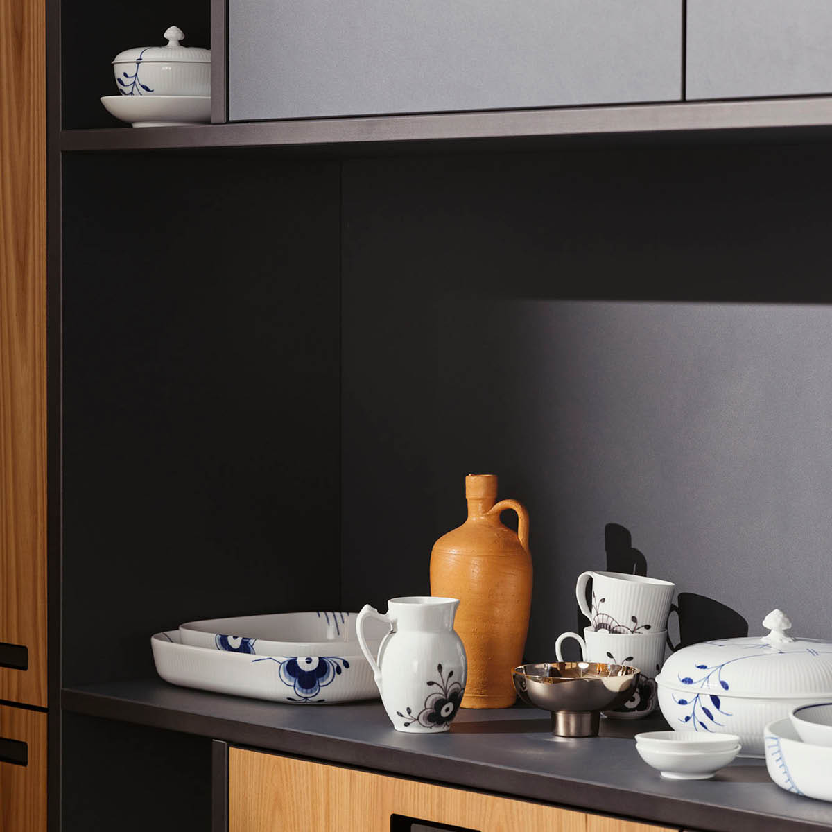 Blue Fluted Mega Skål m Lock 13 cl