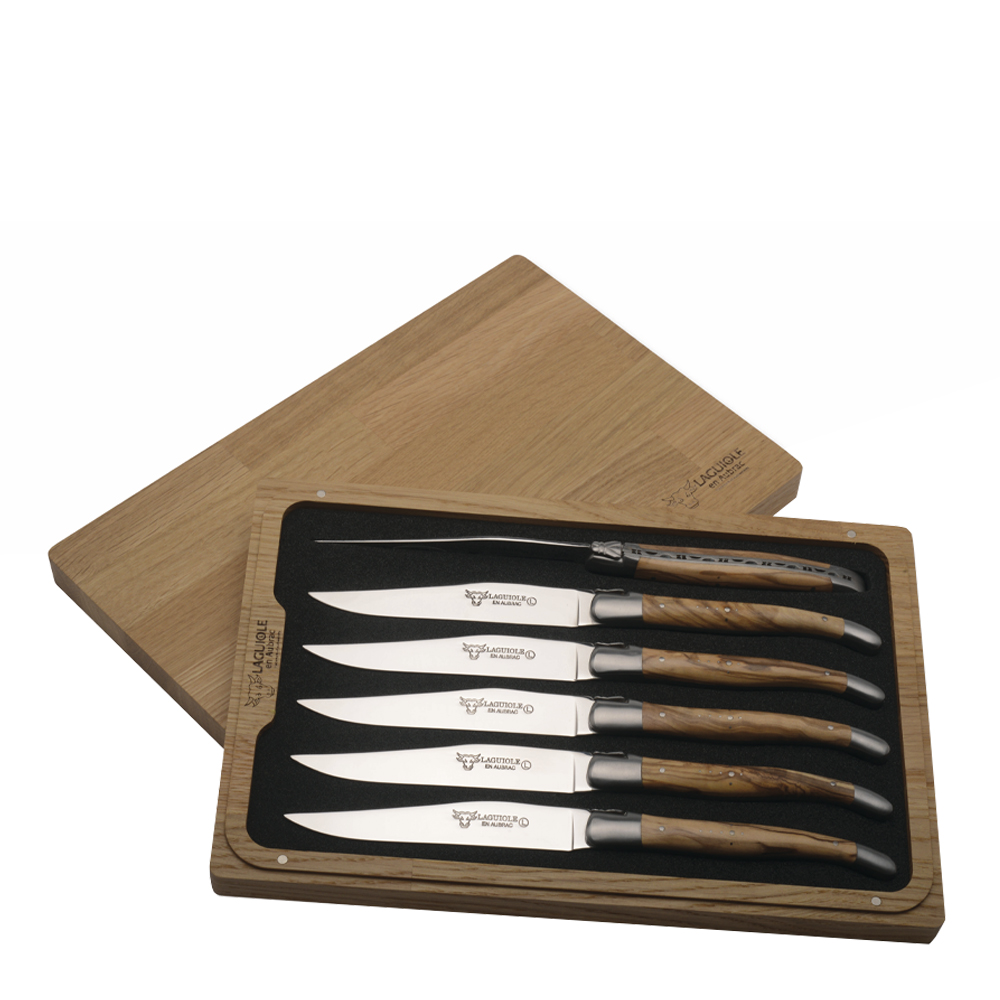 Stekkniv 6-pack Olivträ