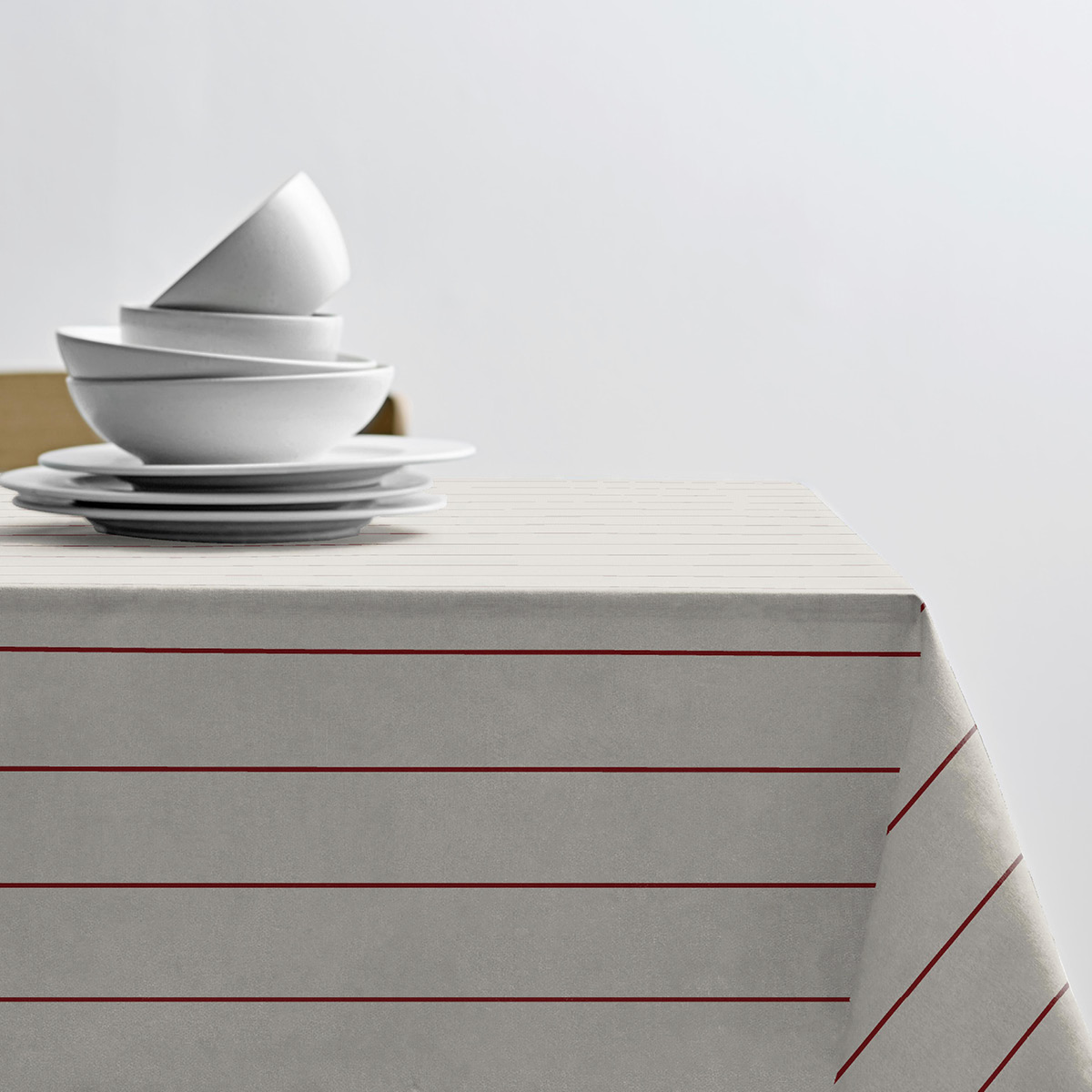 Pure Linen Duk 140x320 cm Offwhite/Red