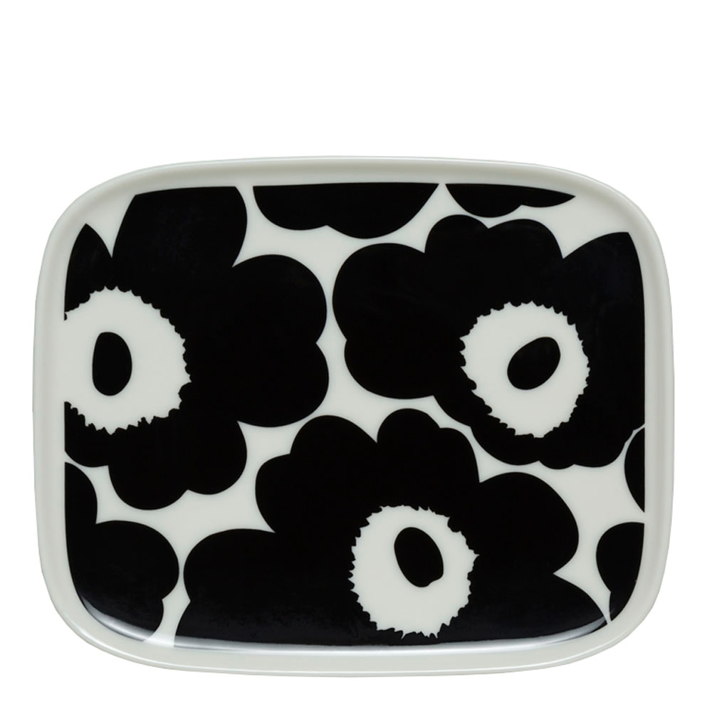 Unikko Tallrik 12x15 cm Svart/Vit
