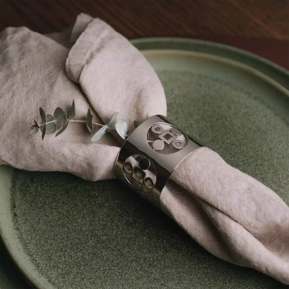 Anima Gemella Servettringar 5 cm 2-pack Silver