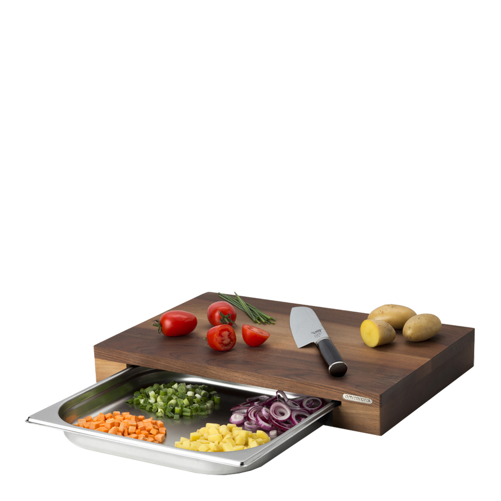 Skärbräda med Låda 39x27x6 cm Valnöt