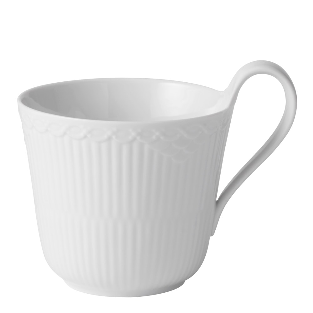 White Fluted Half Lace Kopp med högt handtag 33 cl