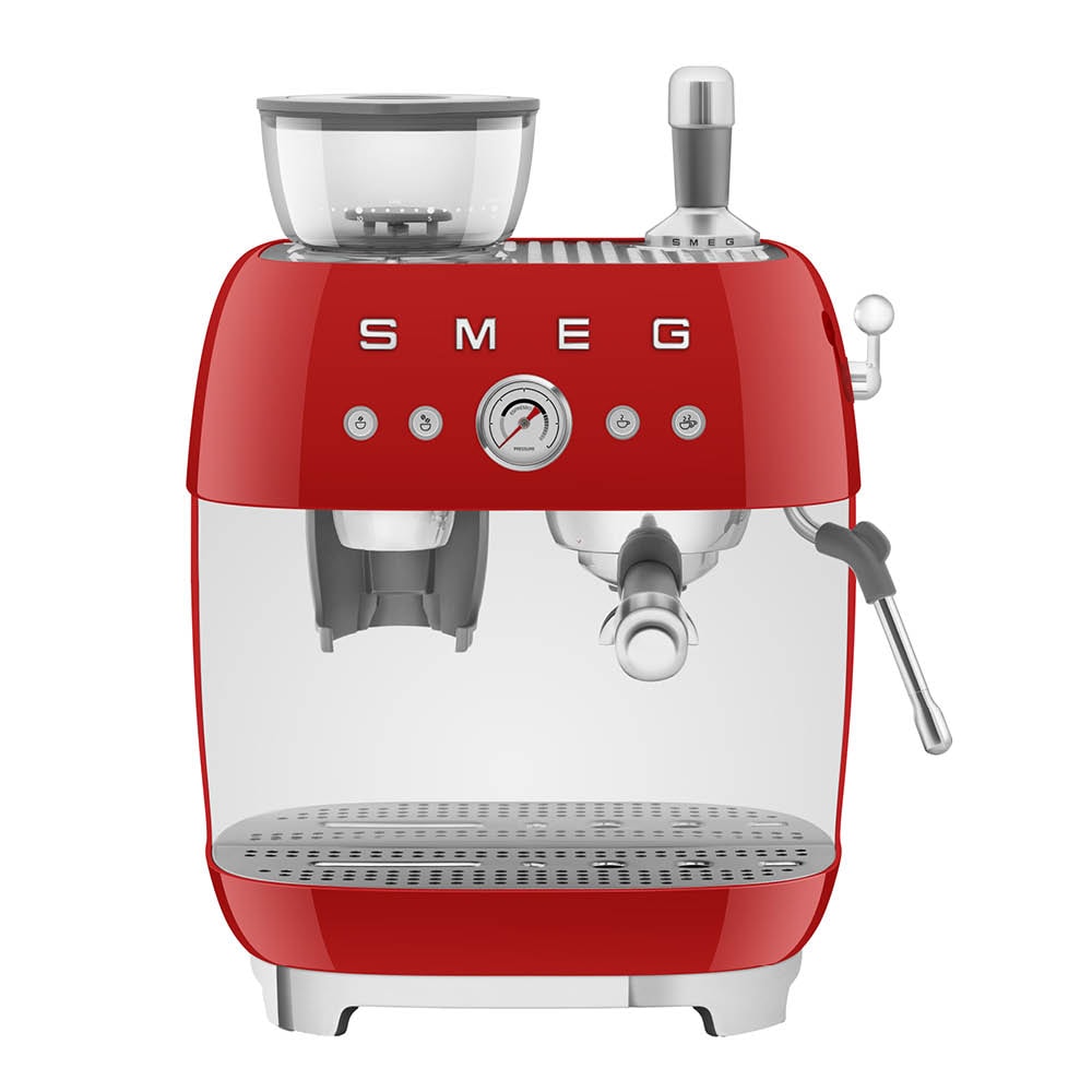 Smeg Manuell Kaffemaskin med Kvarn Röd