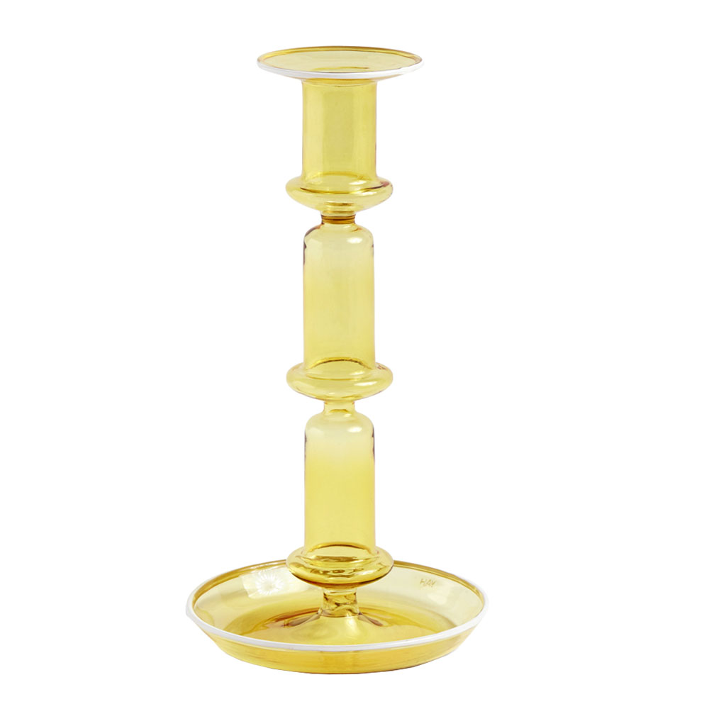 Flare Ljusstake 21 cm Gul med vit rand