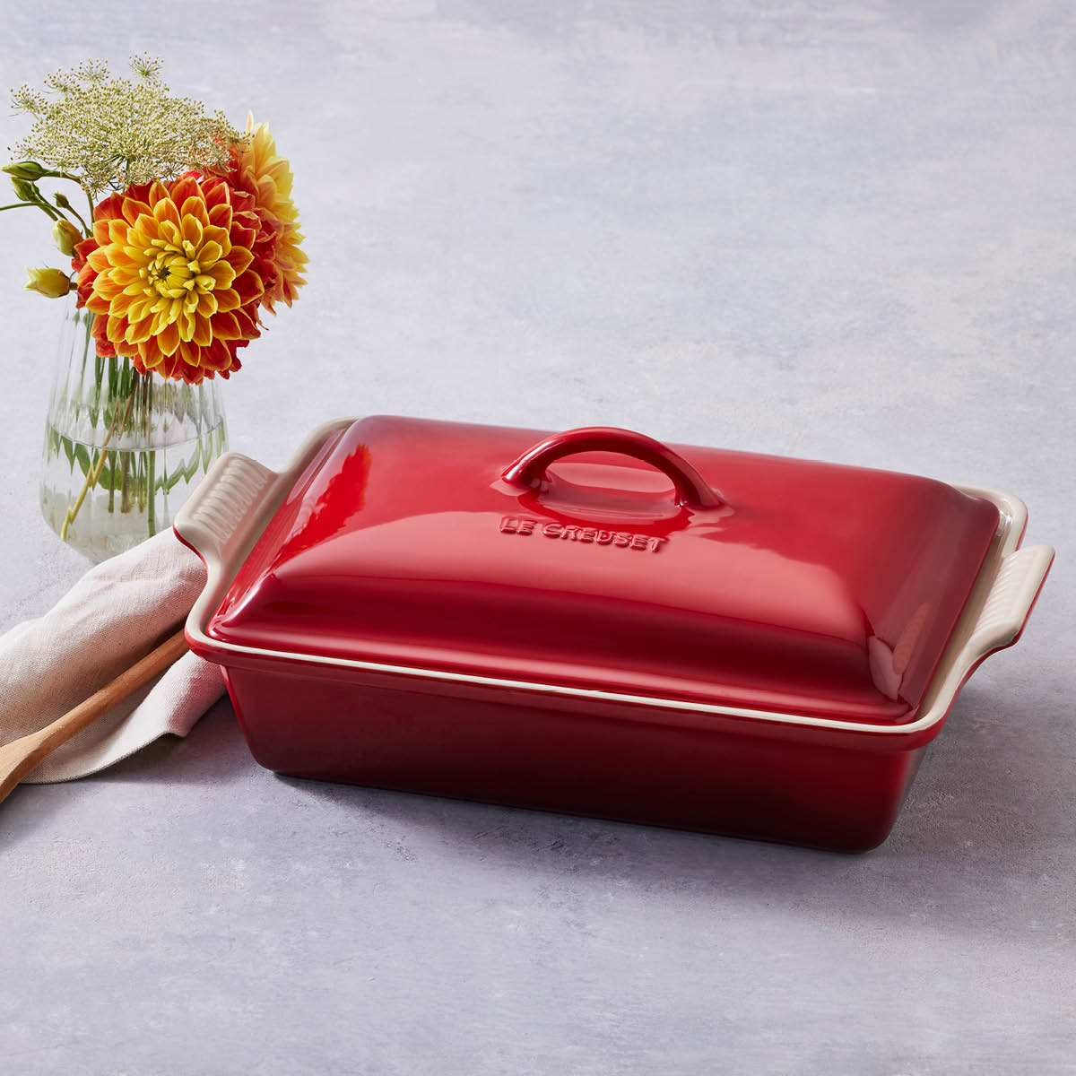 Heritage rektagulär fat m/lock cerise