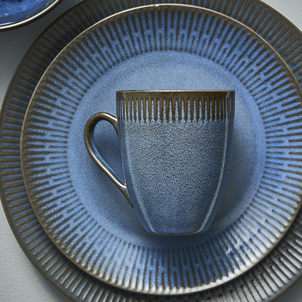 Relief Stoneware Mugg 30 cl Blå