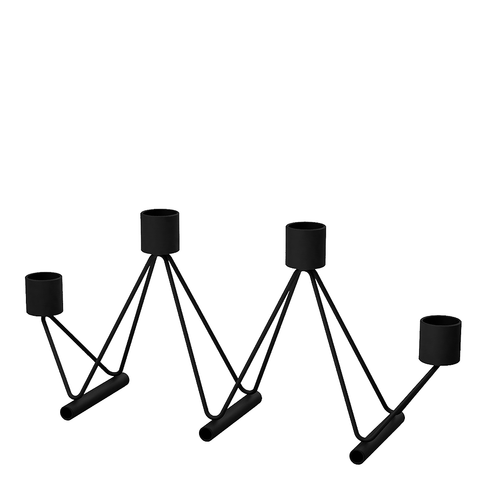 Vinkel Ljusstake 4 ljus Svart