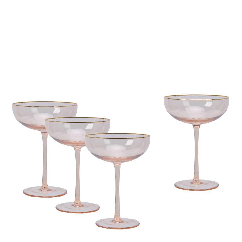 Champagneglas med Guldkant 23 cl 4-pack Soft Pink