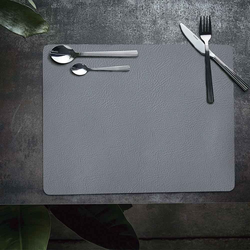 Quadro Bordstablett Återvunnet Läder 43x35 cm Grå