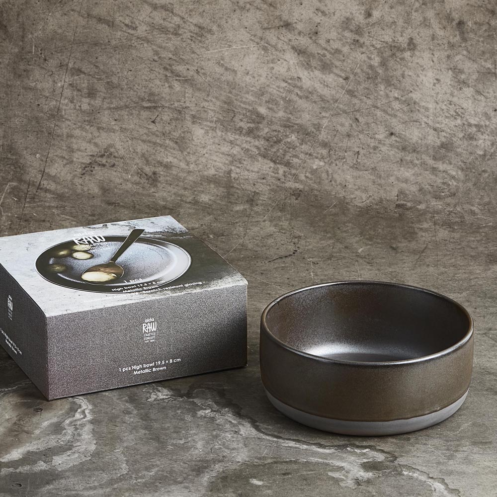 Raw Skål hög 19,5 cm Brun Metallic