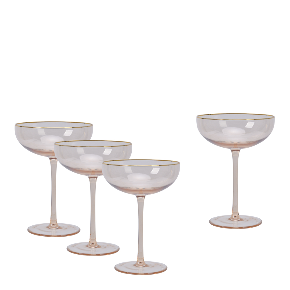 Champagneglas med Guldkant 23 cl 4-pack Soft Pink