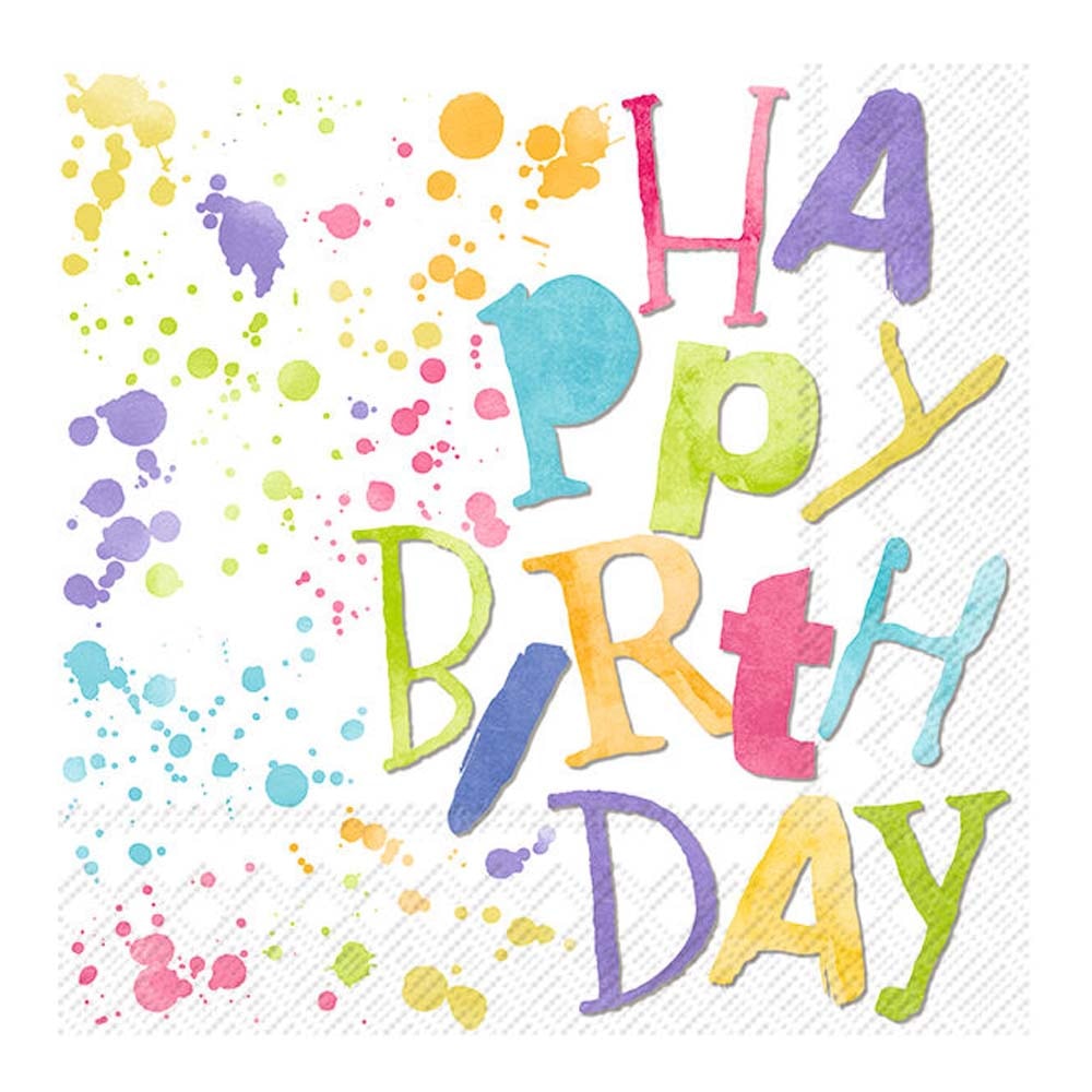Servett Birthday Spashes 33x33 cm