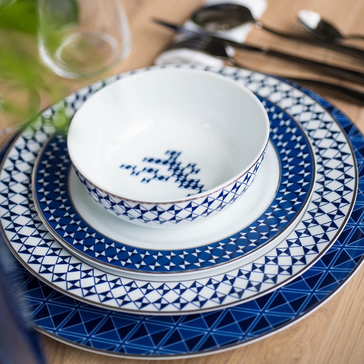 Tokyo Origami Skål 15 cm Vit/Blå