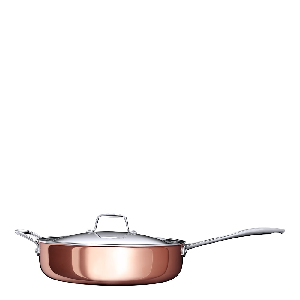 Signerat Traktörpanna med lock 28 cm Koppar