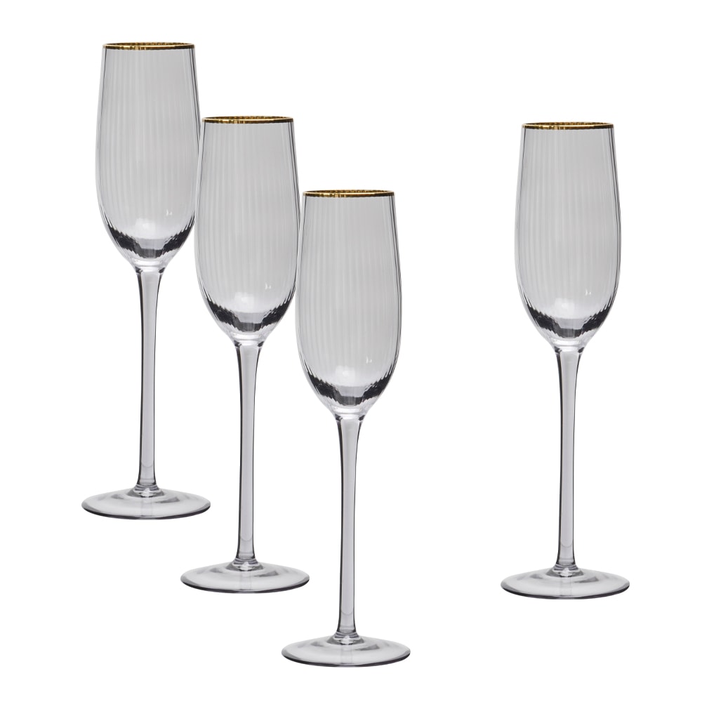 Champagneglas med Guldkant 22 cl 4-pack Soft Grey