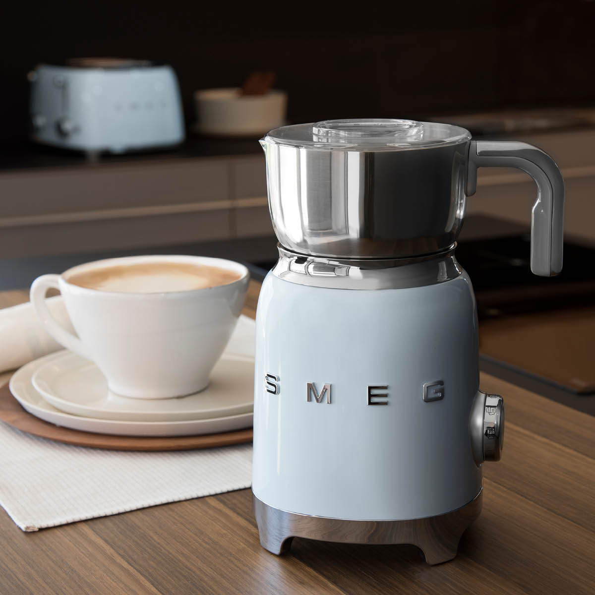 Smeg 50's Style Mjölkskummare Blå