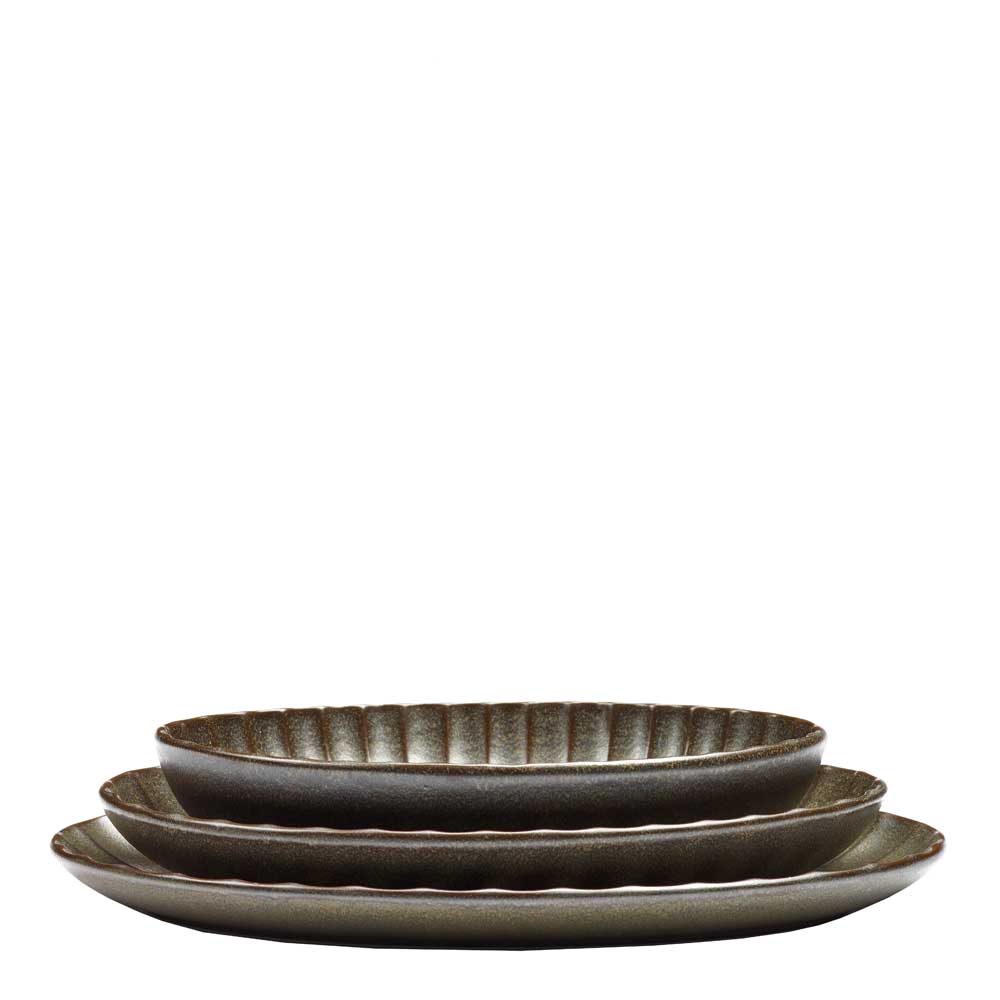 Inku Serveringsskål oval 19 cm Grön