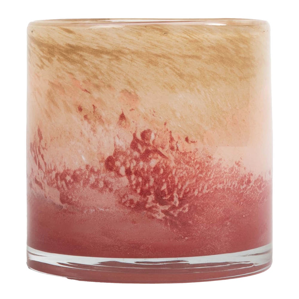Calore Ljuslykta 10x10 cm Rosa/Beige/Bordeaux