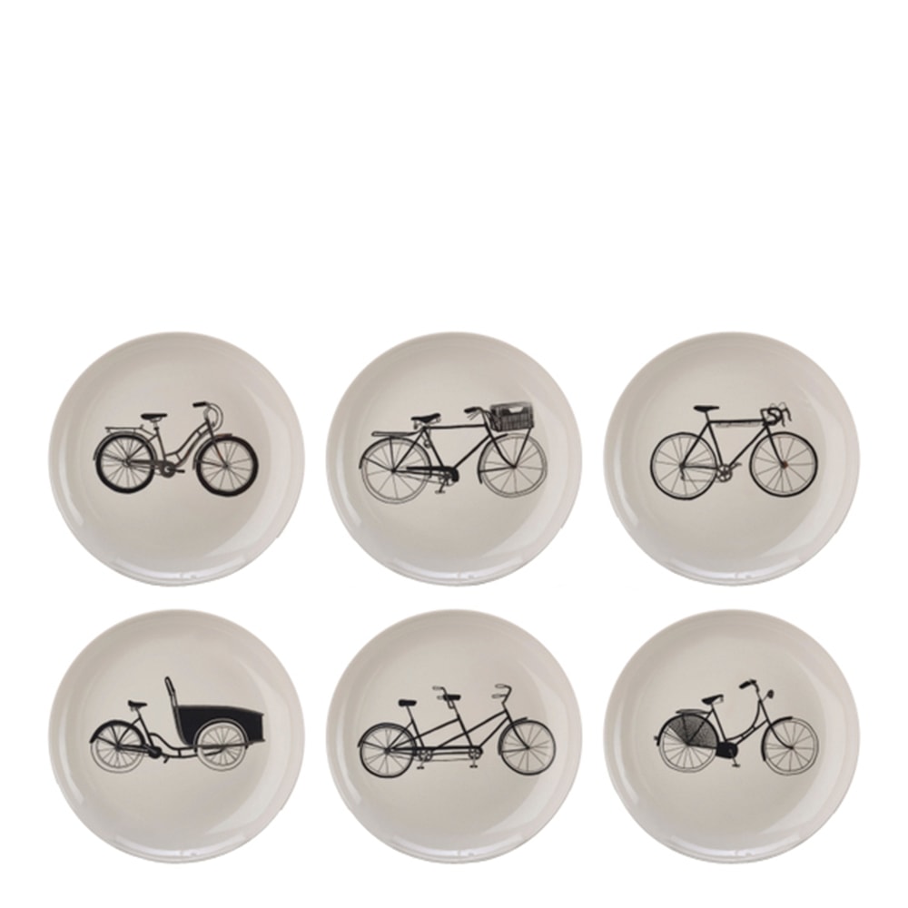 Bikes Assiett 20 cm 6-pack Vit/Svart