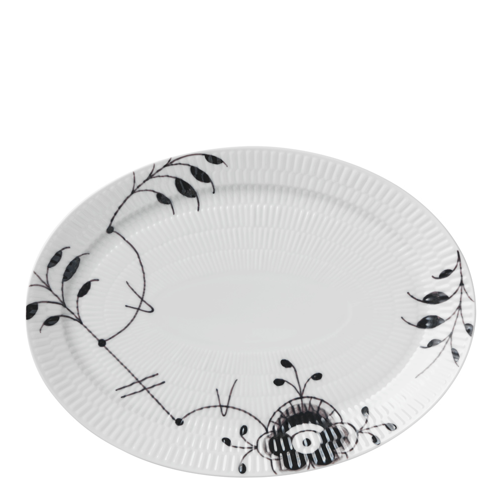 Black Fluted Mega Tallrik Oval 28 cm