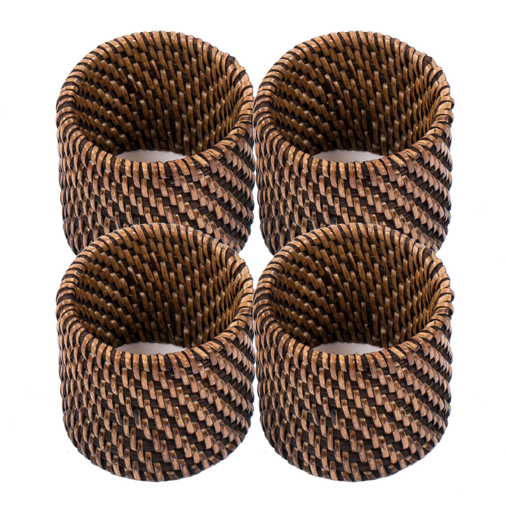 Rattan Servettring 4,5 cm 4-pack Brun