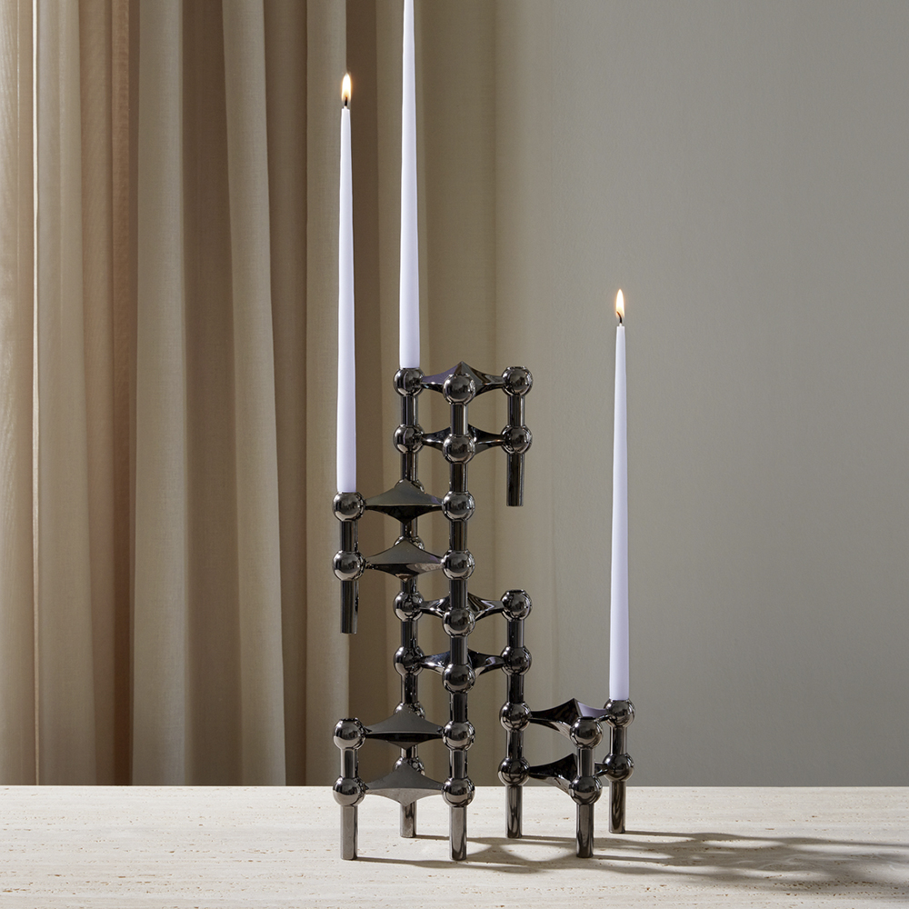 Stoff Nagel Ljusstake 3-pack Svart Krom