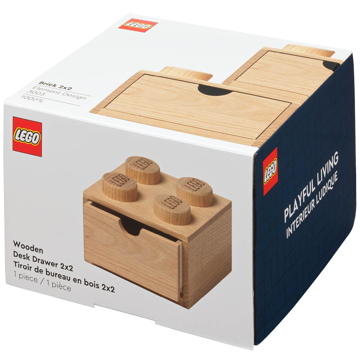 Wooden collection Skrivbordslåda 2x2 Ljus Ek
