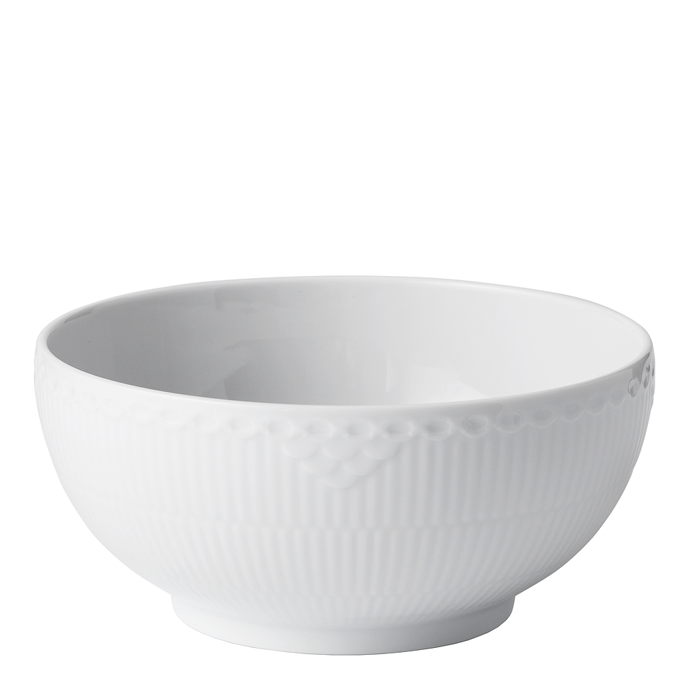 White Fluted Modern Half Lace Skål 18 cm