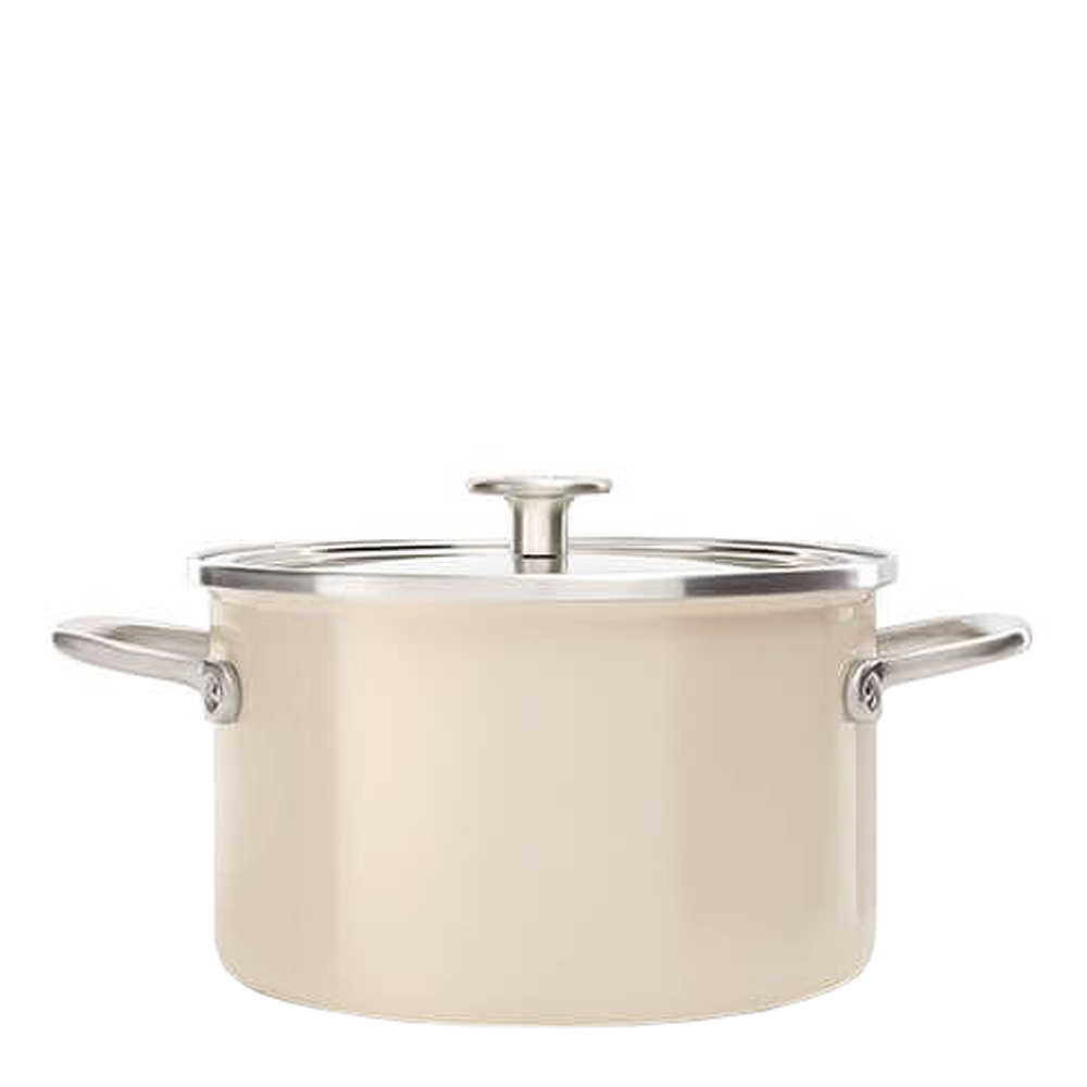 KitchenAid Steel Core Enamel Gryta med lock 3,7 L Kräm