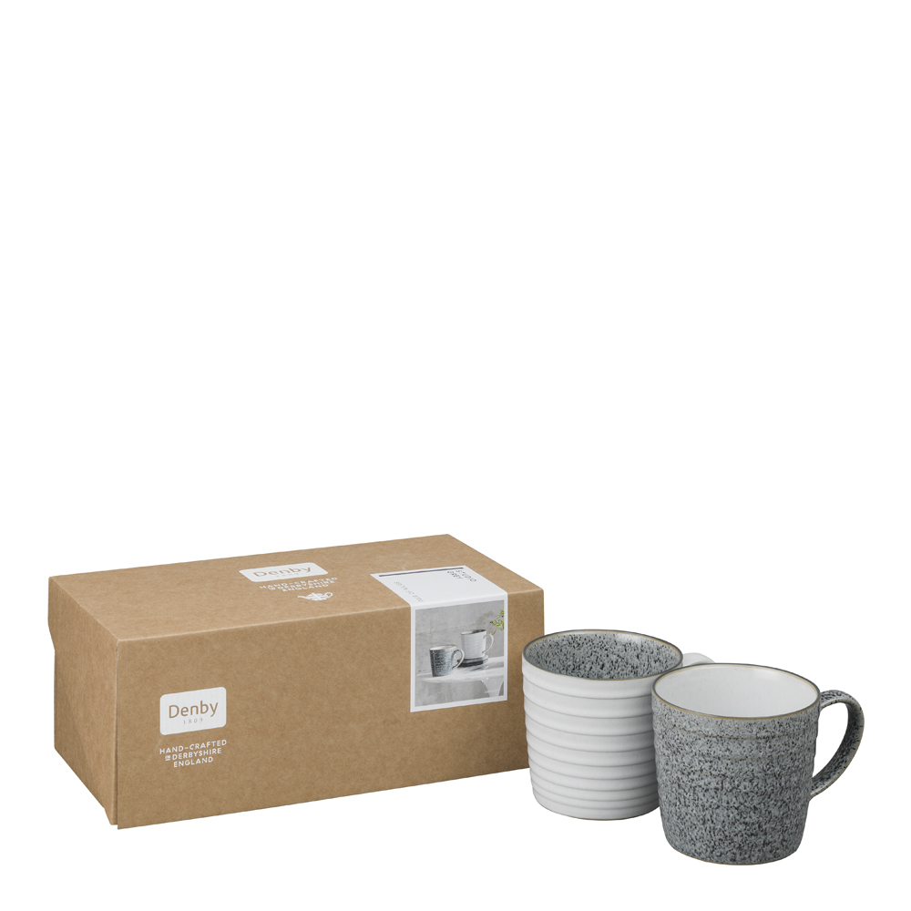 Studio Räfflad Mugg 40 cl 2-pack Grå-Vit