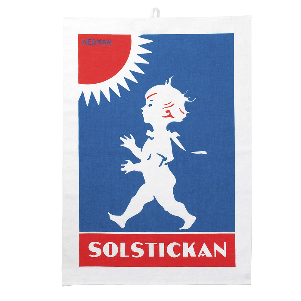 Handduk Halvlinne 50x70 cm Röd/Blå