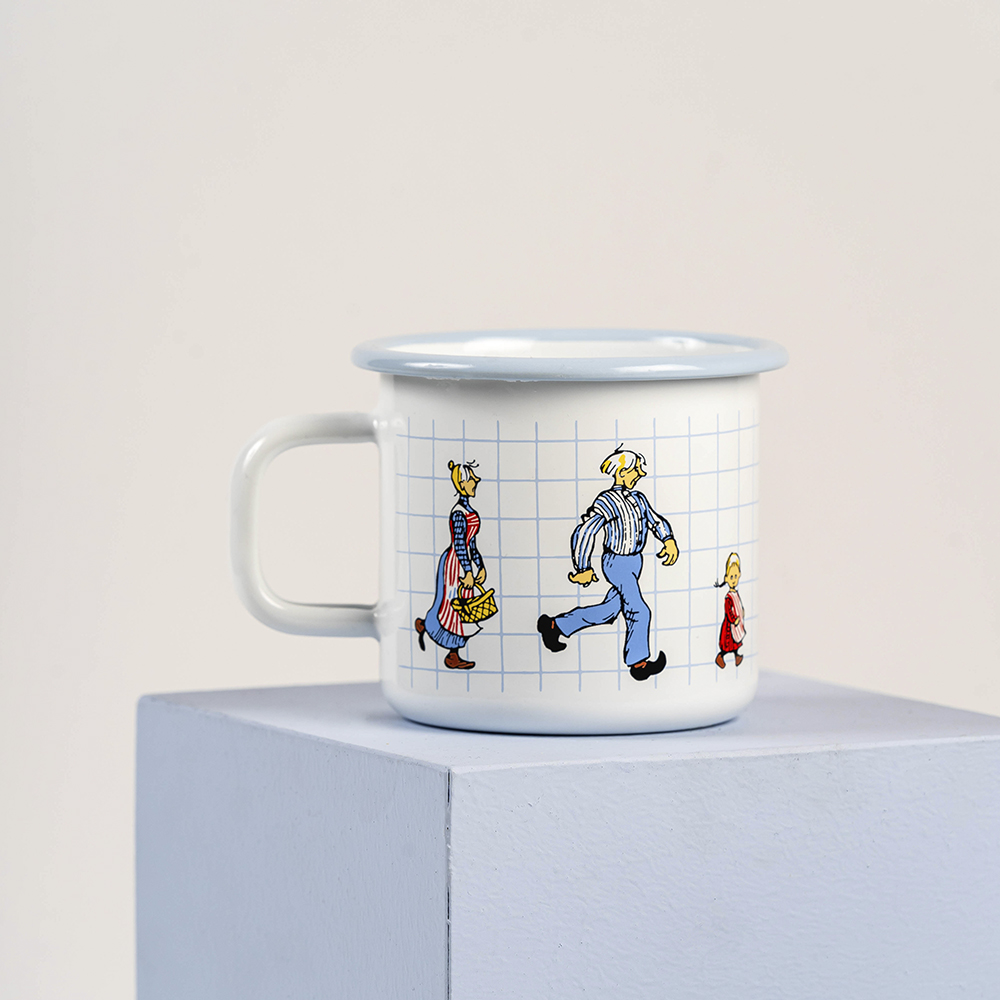 Emaljmugg Emil i Lönneberga 37 cl Vit/Ljusblå