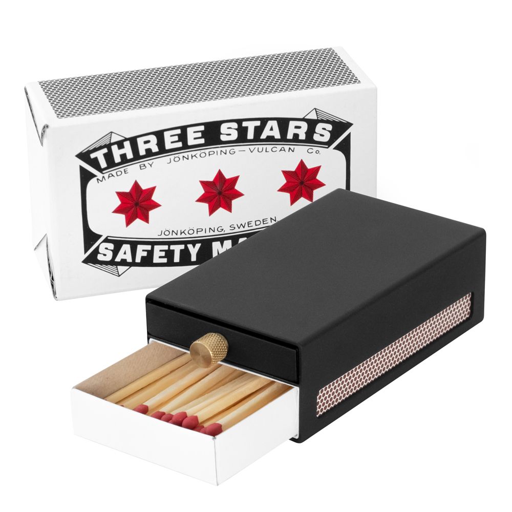 Three Stars Tändsticksfodral Stor Svart