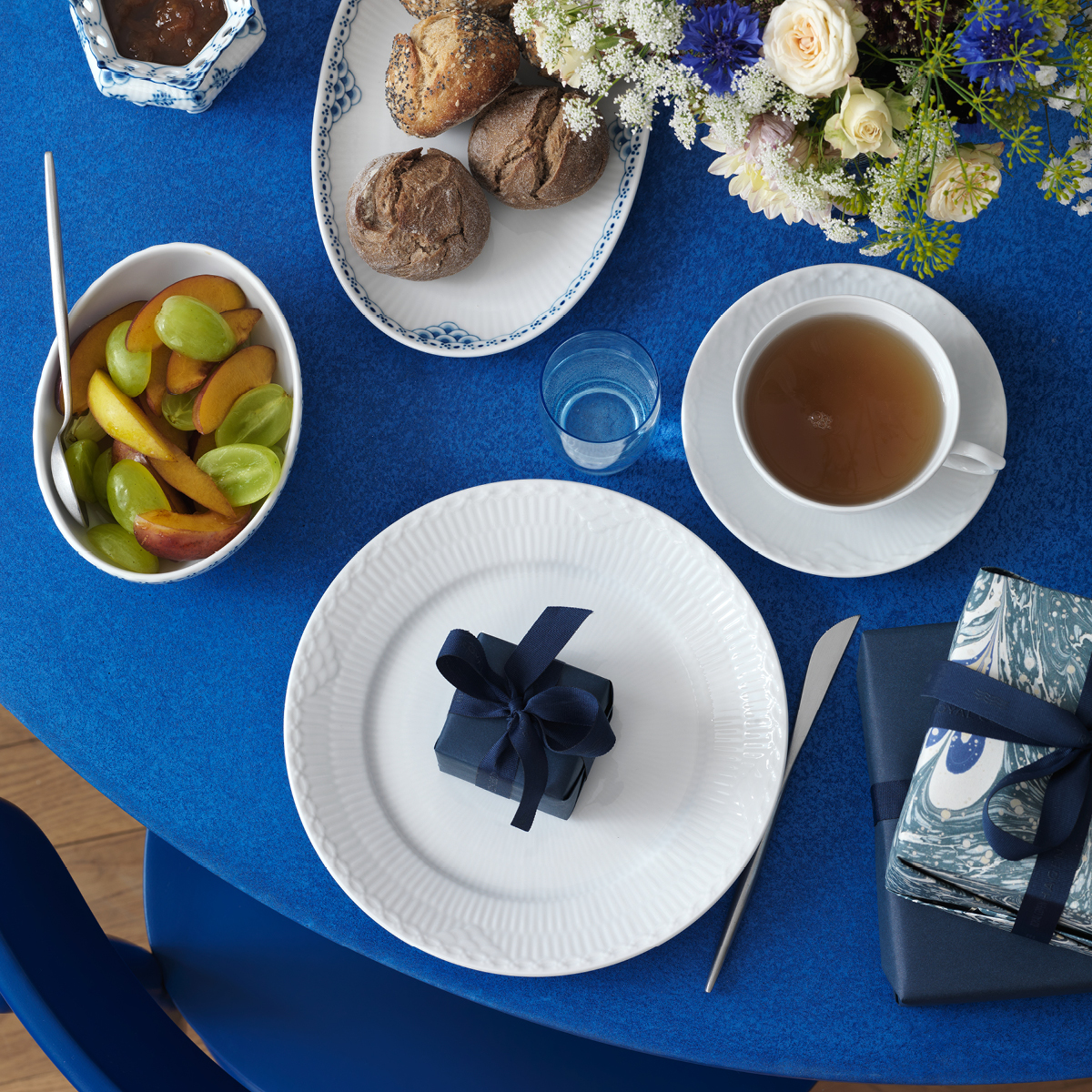 White Fluted Half Lace Tallrik 25 cm