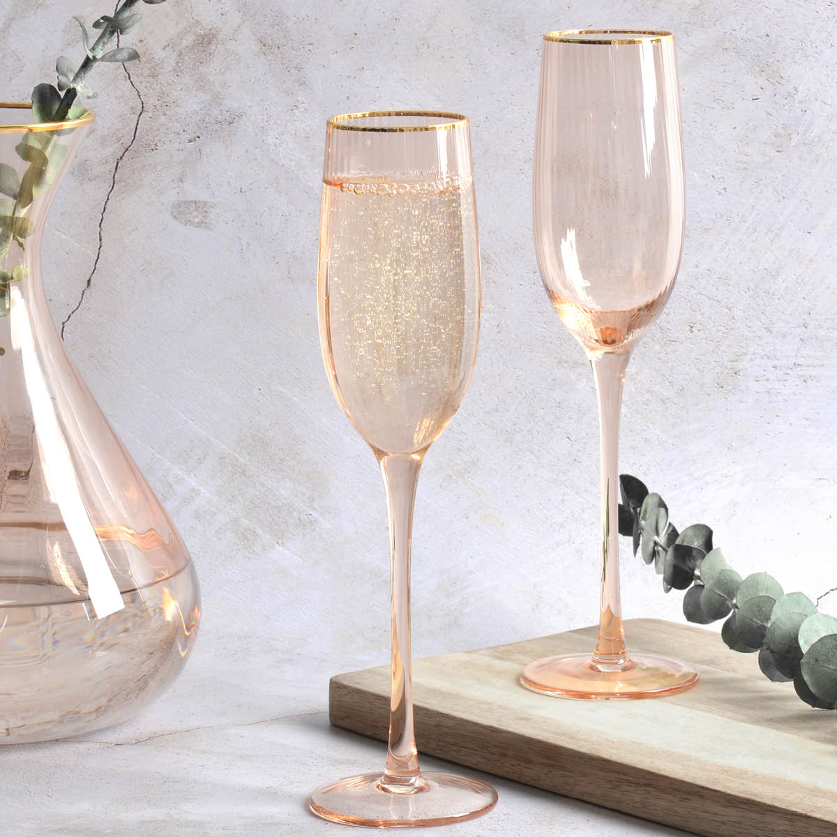 Champagneglas med Guldkant 22 cl 4-pack Soft Pink
