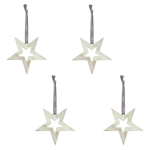 Julhänge Stjärna 5x5 cm 4-pack Silver