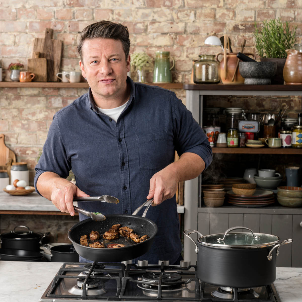 Jamie Oliver Stekpanneset 9 delar Tefal Cook's Classic Hard Anodized