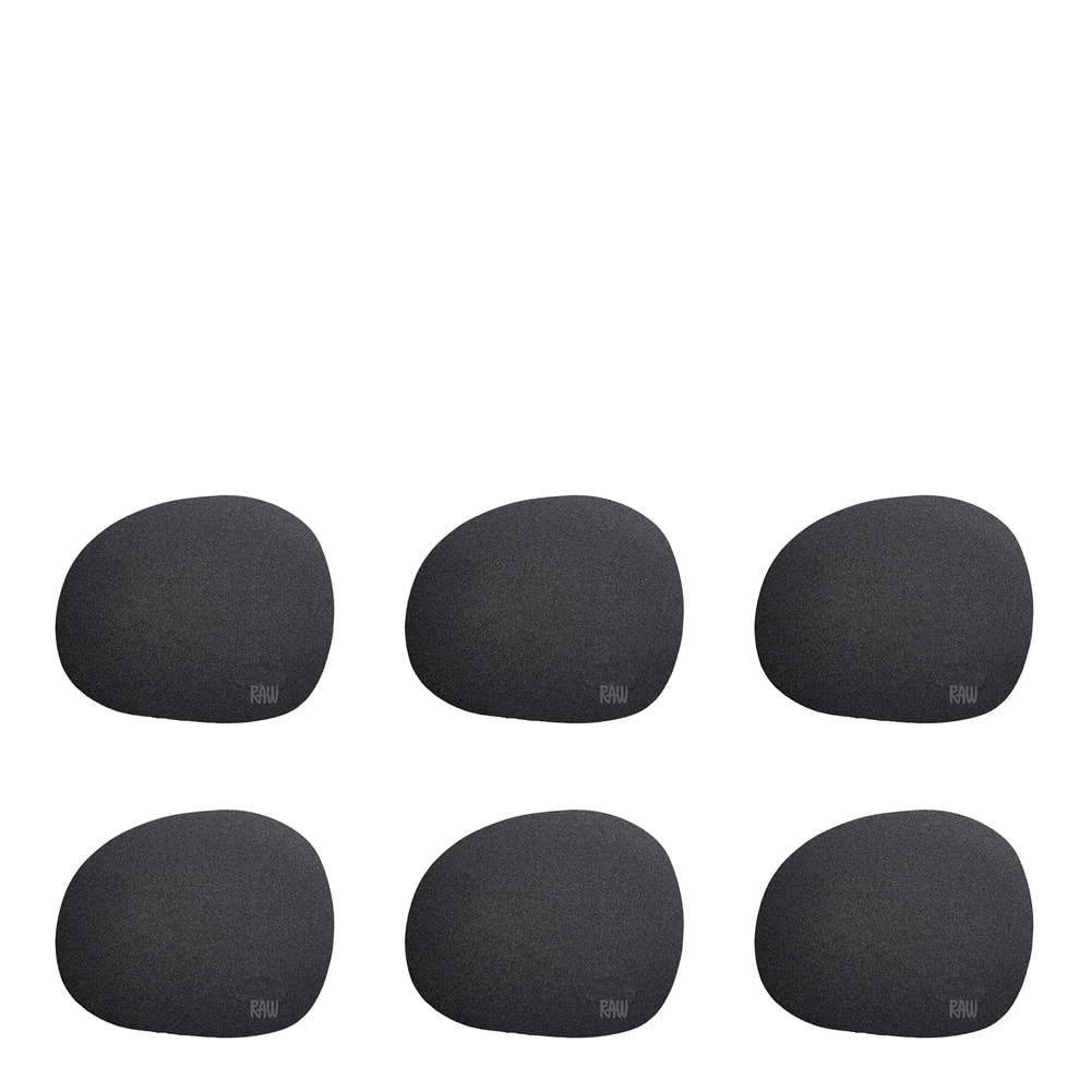 RAW Silikon Glasunderlägg 12,2x10 cm 6-pack Svart