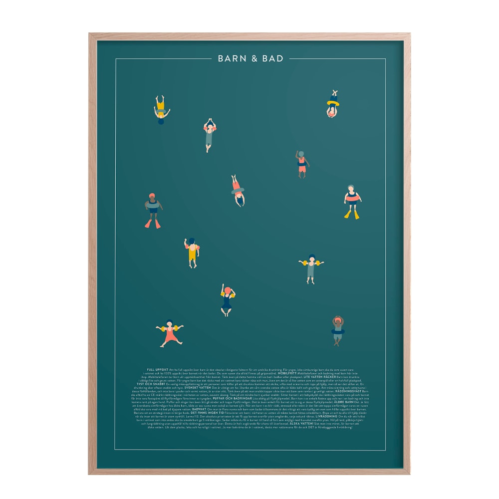 Poster 50x70 cm  Barn och bad