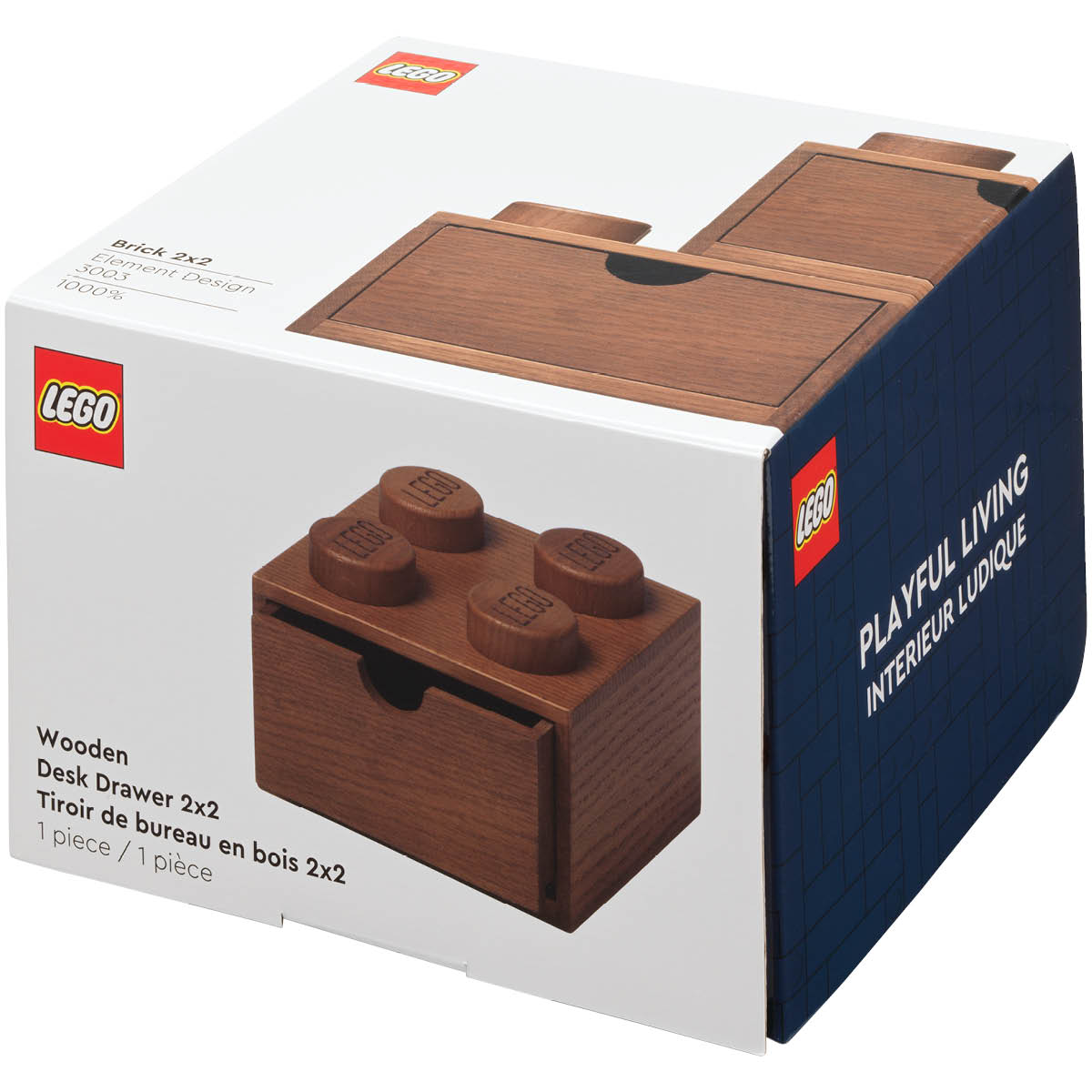 Wooden collection Skrivbordslåda 2x2 Mörk Ek