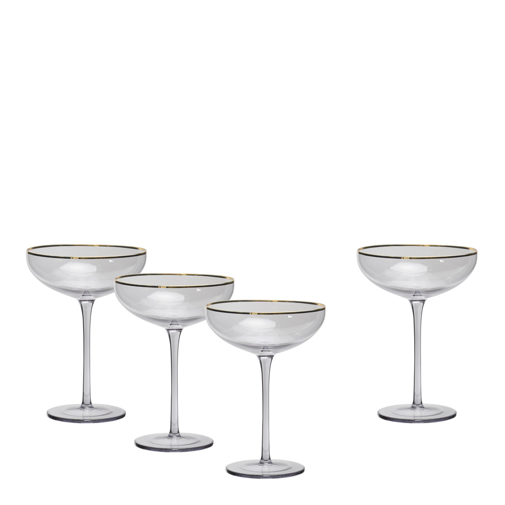 Champagneglas med Guldkant 23 cl 4-pack Soft Grey