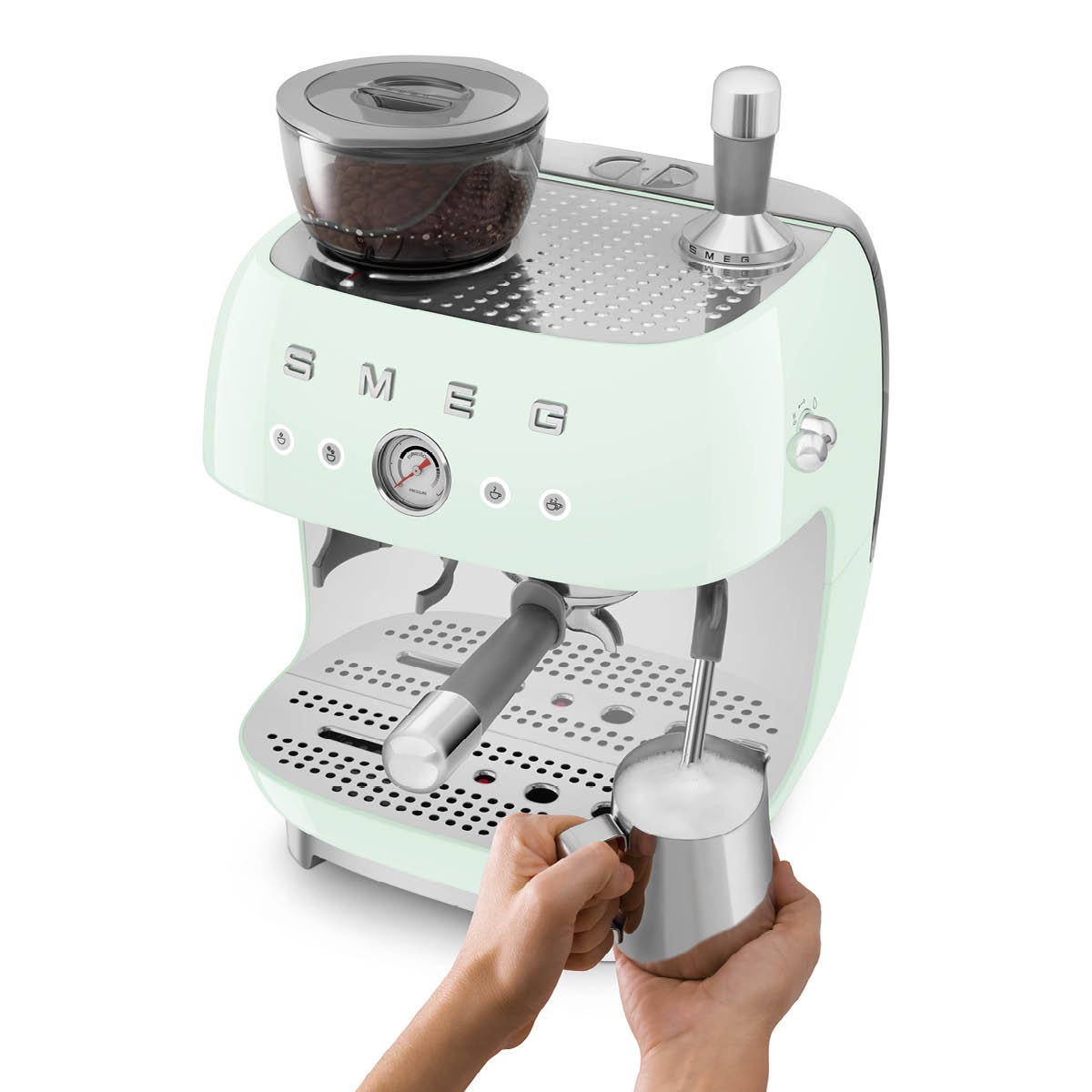 Smeg Manuell Kaffemaskin med Kvarn Pastellgrön