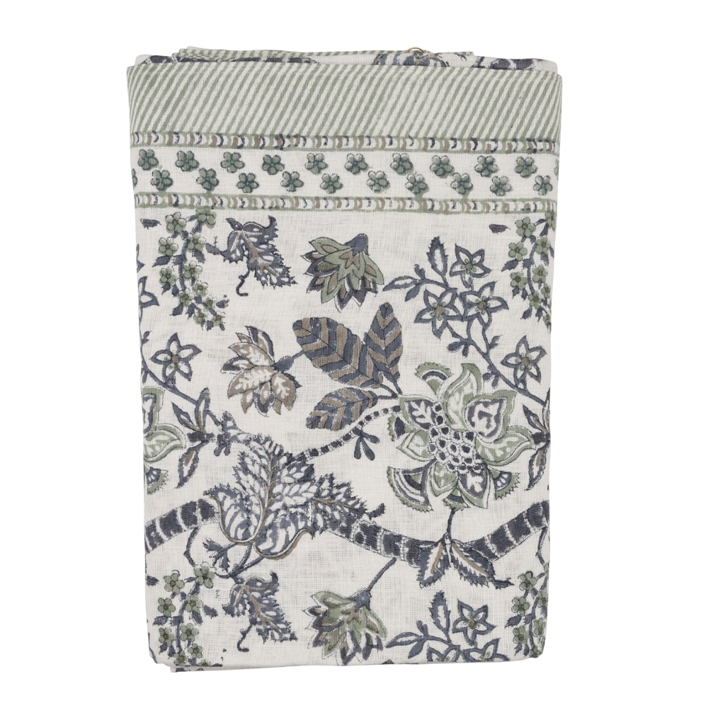 Floral Bordsduk Lin 170x270 cm Blå